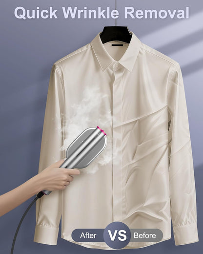 Travel Steamer for Clothes - 2-in-1 Handheld Garment Steamer and Steam Iron, 10s Fast Heat-Up 1200W, 90° Rotatable Head for Flat and Hanging Ironing, Portable Mini Ironing for Home and Travel