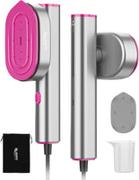 Travel Steamer for Clothes - 2-in-1 Handheld Garment Steamer and Steam Iron, 10s Fast Heat-Up 1200W, 90° Rotatable Head for Flat and Hanging Ironing, Portable Mini Ironing for Home and Travel